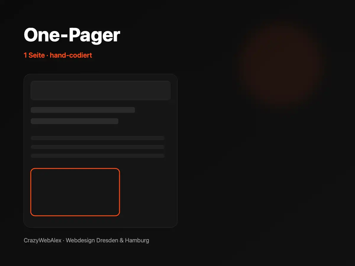 Webdesign-Paket One-Pager – 1 Seite, hand-codiert