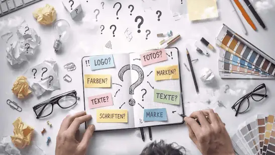 Hilfe bei Name, Marke, Bildern und dem gesamten Website-Konzept